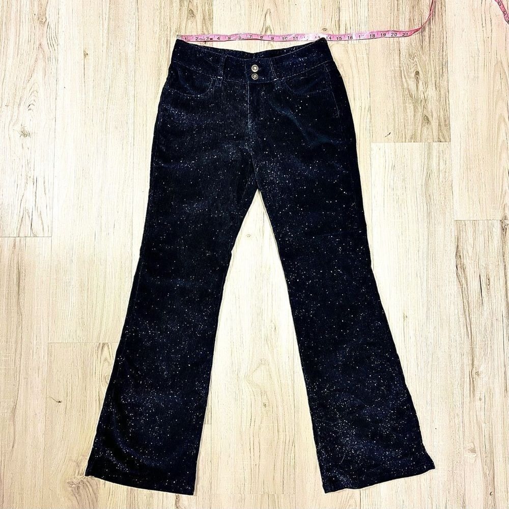 EUC vintage y2k Union Bay black corduroy pants silver glitter throughout sz 3 - Picture 5 of 15